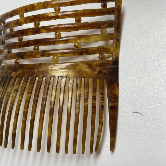 Vintage Art Deco Faux Tortoise Hair Comb Large Geometric main image 5